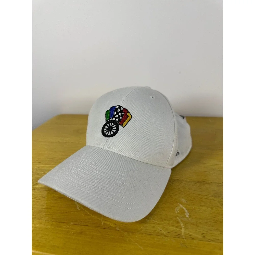 Adidas Hat Unisex One Size White Embroidered Wheel Checker USF Adjustable Strap